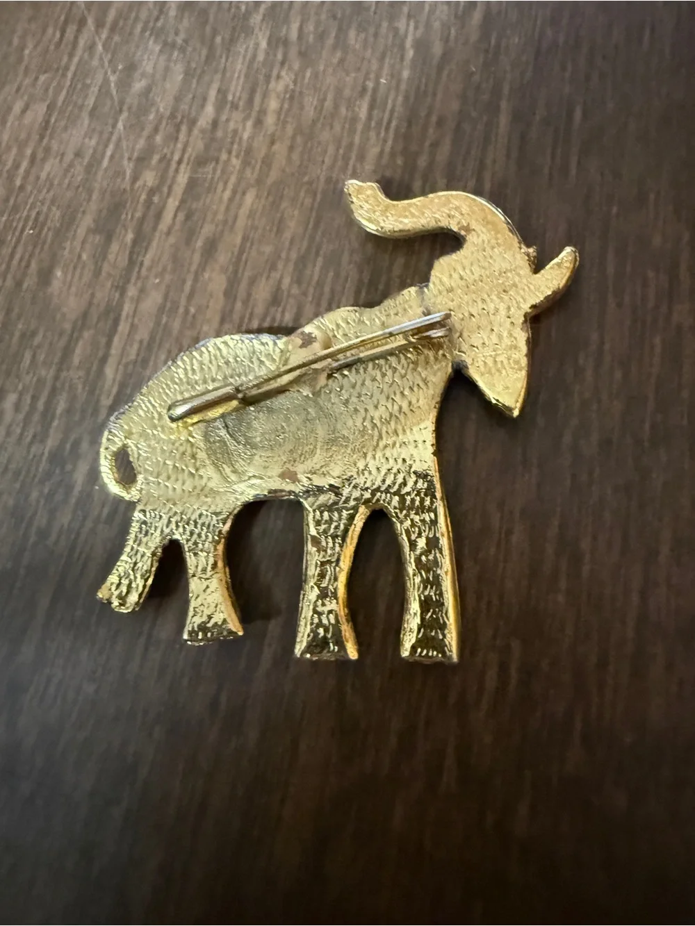 Pink And Black Enamel Elephant Pin Trunk Raised Brooch Vintage